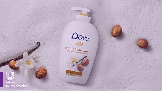 Dove shea butter and warm vanilla hand wash lotion unilever market مایع دستشویی کرمی داو با رایحه شی باتر یونیلیور مارکت