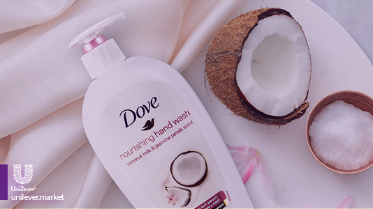  مايع دستشويی داو شير نارگيل و ياس Dove coconut jasmine hand wash unilever market